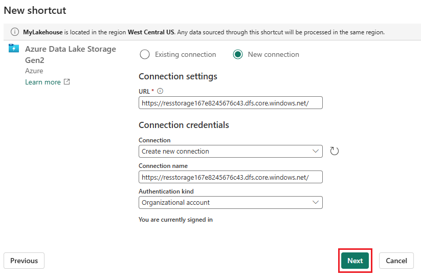 Captura de pantalla que muestra cómo configurar la dirección URL del acceso directo.