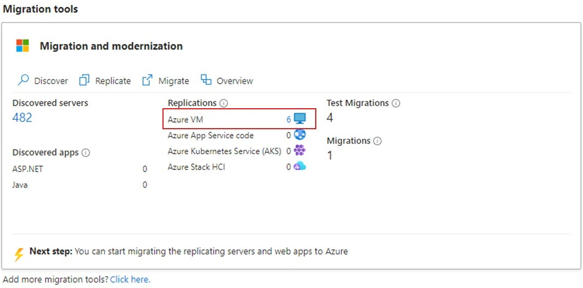 Captura de pantalla que muestra Probar servidores migrados.