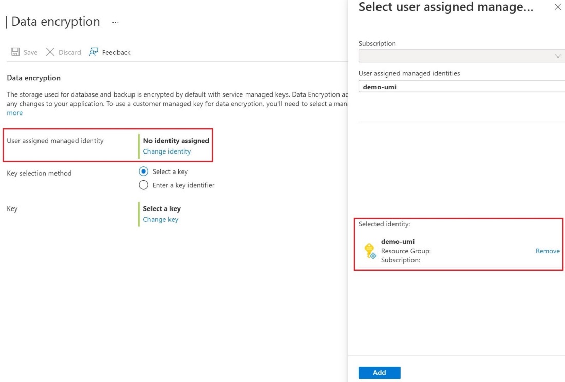 Recorte de pantalla de la selección de demo-umi en la página de identidad administrada asignada.