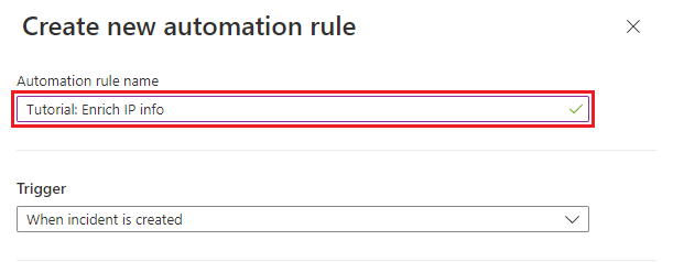 Captura de pantalla que muestra cómo crear una regla de automatización, asignarle un nombre y agregar una condición.