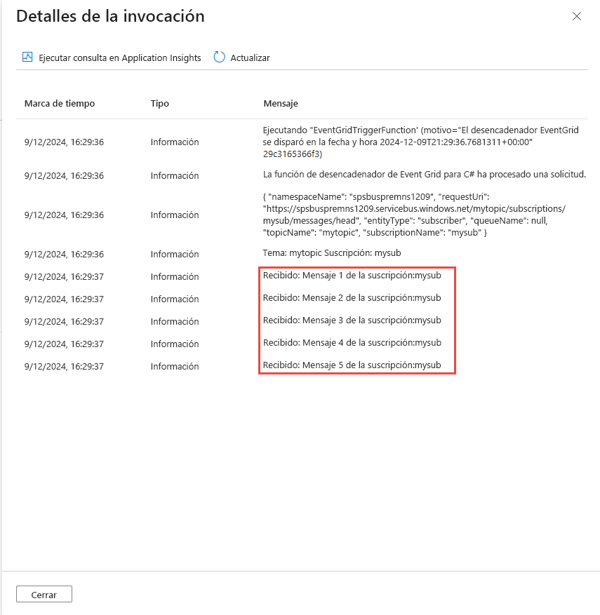 Recorte de pantalla que muestra los detalles de invocación de función.