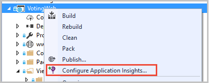 Captura de pantalla que muestra cómo configurar los servicios de Application Insights.
