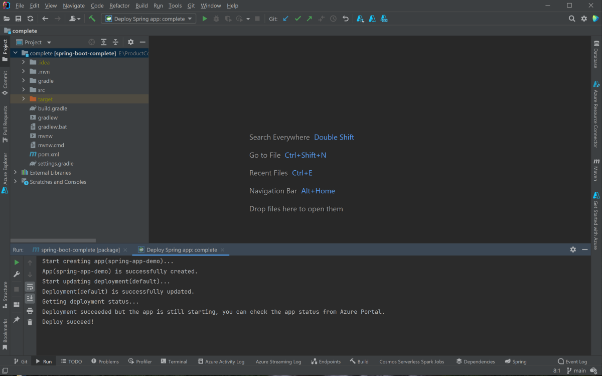 Captura de pantalla de IntelliJ IDEA mostrando el botón Ejecutar.