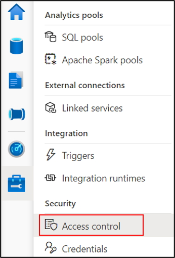 Select Access Control in Security section on left