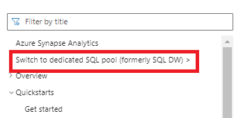 Captura de pantalla del sitio de Microsoft Learn Docs que muestra el índice de contenidos anterior del pool de SQL dedicado (anteriormente SQL DW).