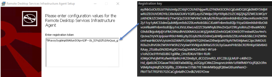 Captura de pantalla que muestra la casilla para introducir un token de registro.