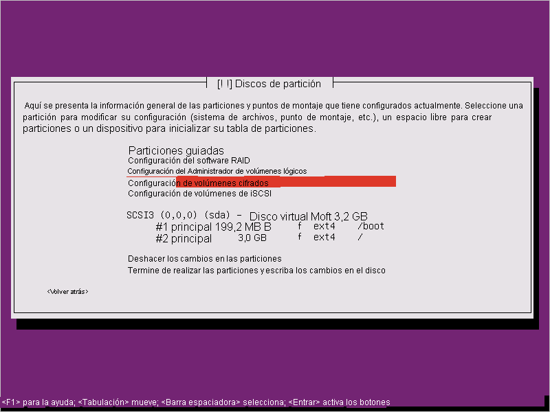 Configuración de Ubuntu 16.04: configuración de volúmenes cifrados