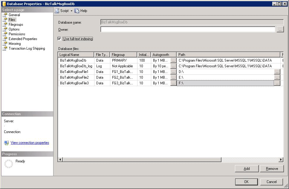 SQL Server 2005, agregando archivos a un grupo de archivos