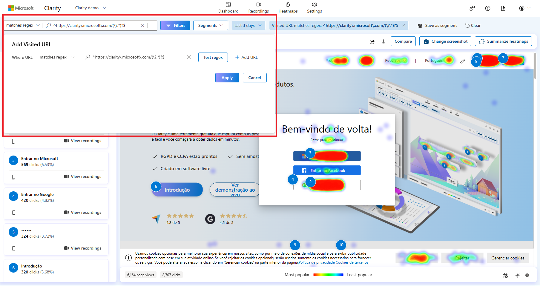 View Heatmaps by entering URL.