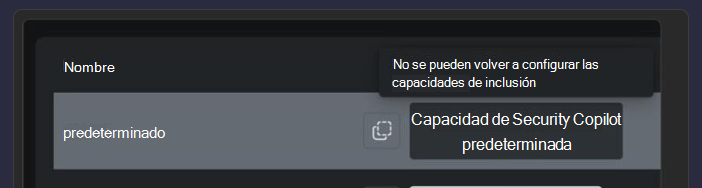 Imagen de la etiqueta De capacidad de Security Copilot predeterminada en el portal
