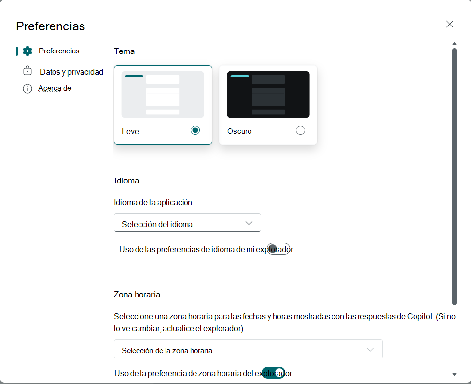 Captura de pantalla de la selección de idioma.