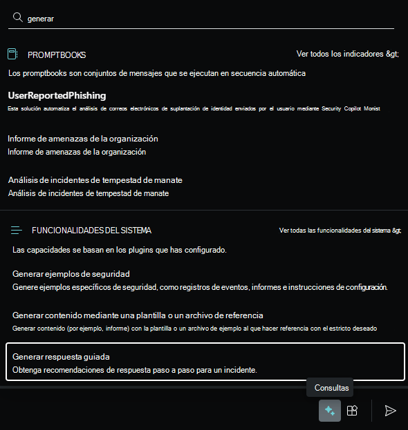 Captura de pantalla que muestra la lista filtrada de funcionalidades del sistema para el complemento Microsoft Defender XDR.