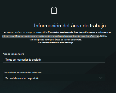 Captura de pantalla de la información del área de trabajo.