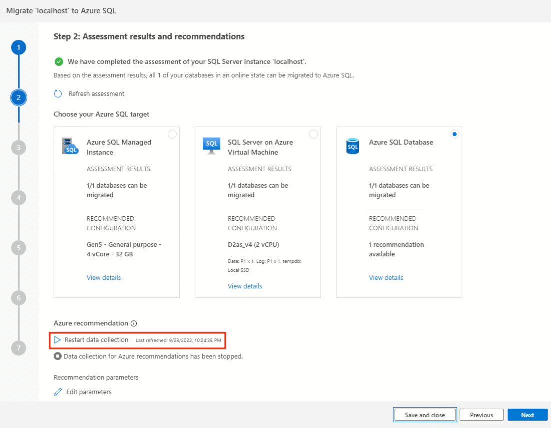 Captura de pantalla que muestra los datos de rendimiento recopilados.
