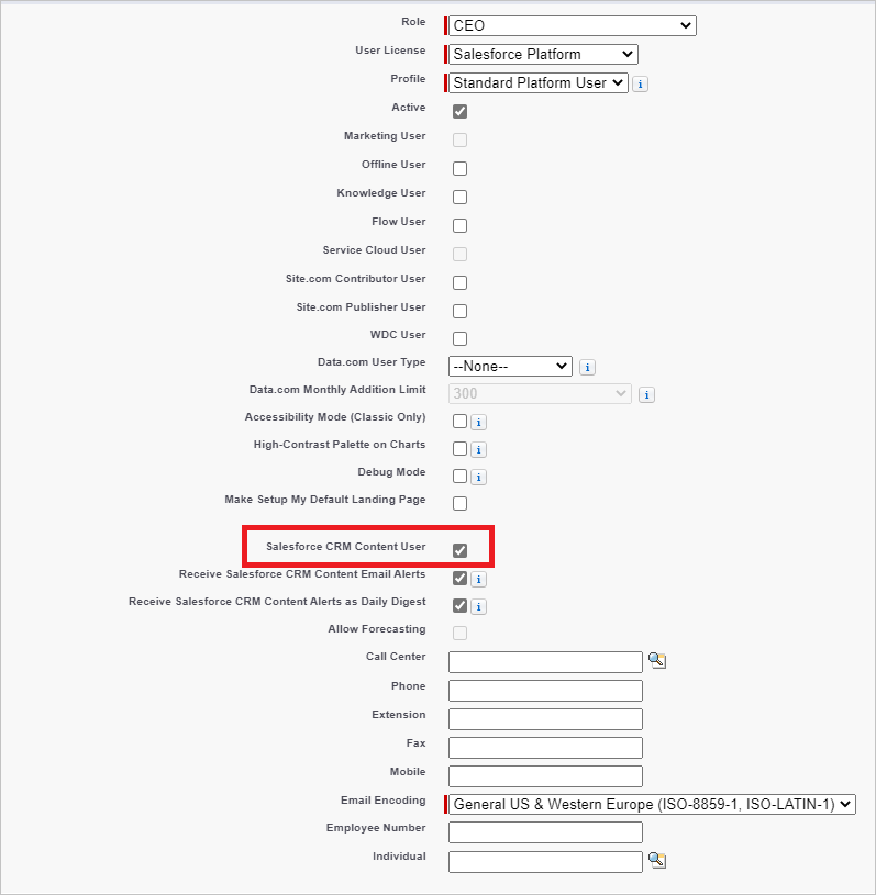 Usuario de contenido CRM de Salesforce.