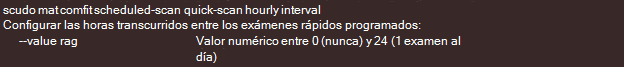 Captura de pantalla del examen horario por hora.