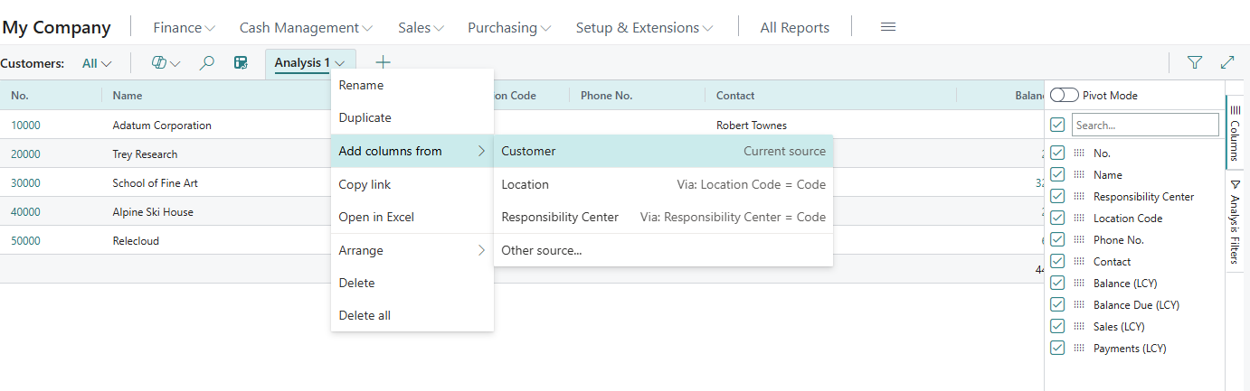 Opción Agregar columnas desde