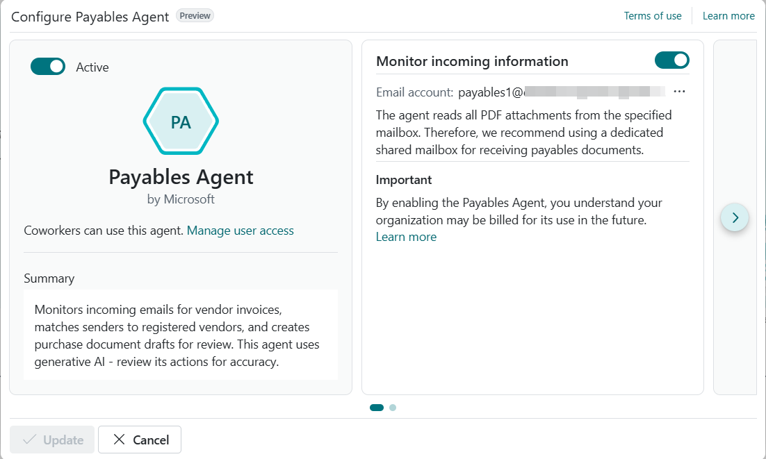 Muestra el asistente de configuración del agente de pagos