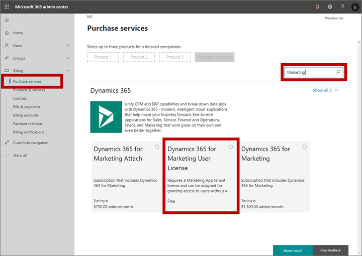 Comprar una licencia de usuario gratuita para Customer Insights - Journeys.