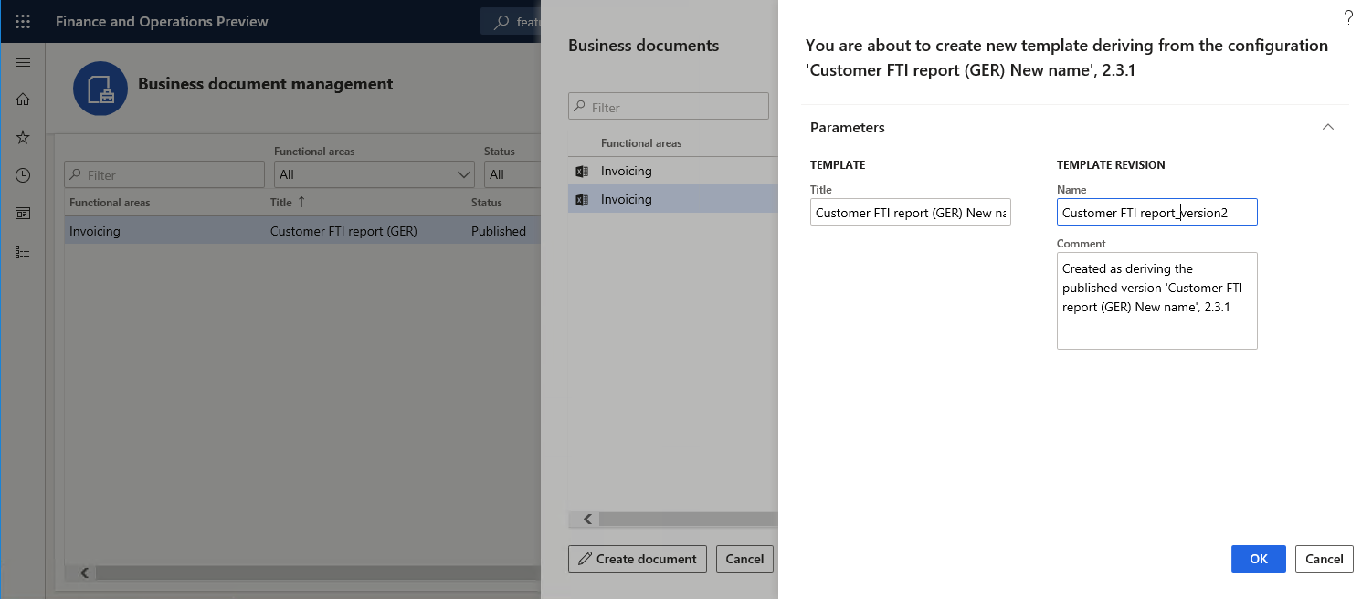 Cuadro de diálogo Creación de documentos.