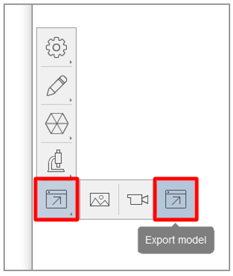 Botón Export model Botón Export model.