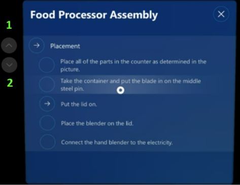 Página de lista de tareas que muestra botones de desplazamiento hacia arriba y hacia abajo Página de lista de tareas que muestra botones de desplazamiento hacia arriba y hacia abajo