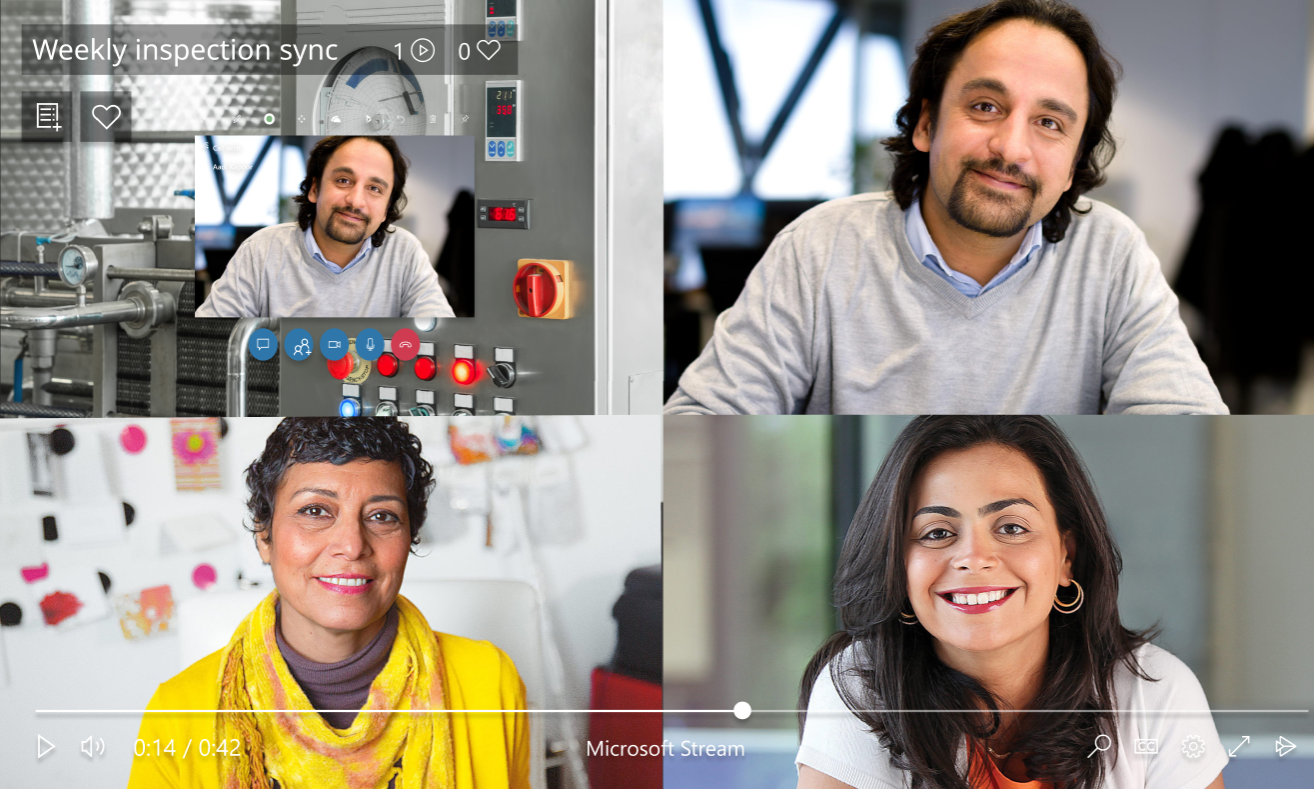Captura de pantalla de la grabación de Teams que muestra cuatro participantes.