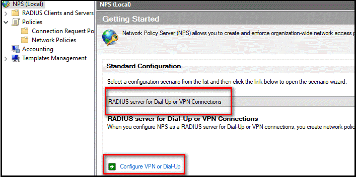 Configuración del servidor RADIUS para conexiones de acceso telefónico o VPN