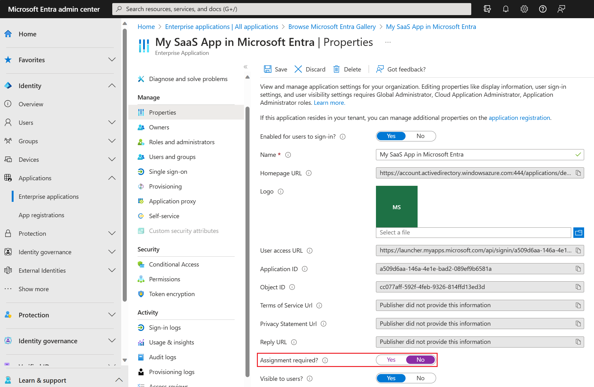 Captura de pantalla que muestra cómo editar la directiva de control de acceso para aplicaciones SaaS.