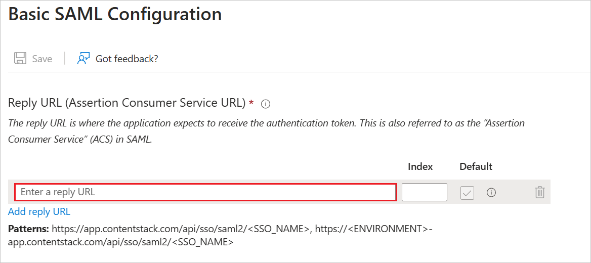 Valor de respuesta Captura de pantalla que muestra cómo pegar la dirección URL de respuesta.