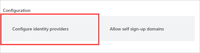 Captura de pantalla que muestra el cuadro para configurar proveedores de identidades