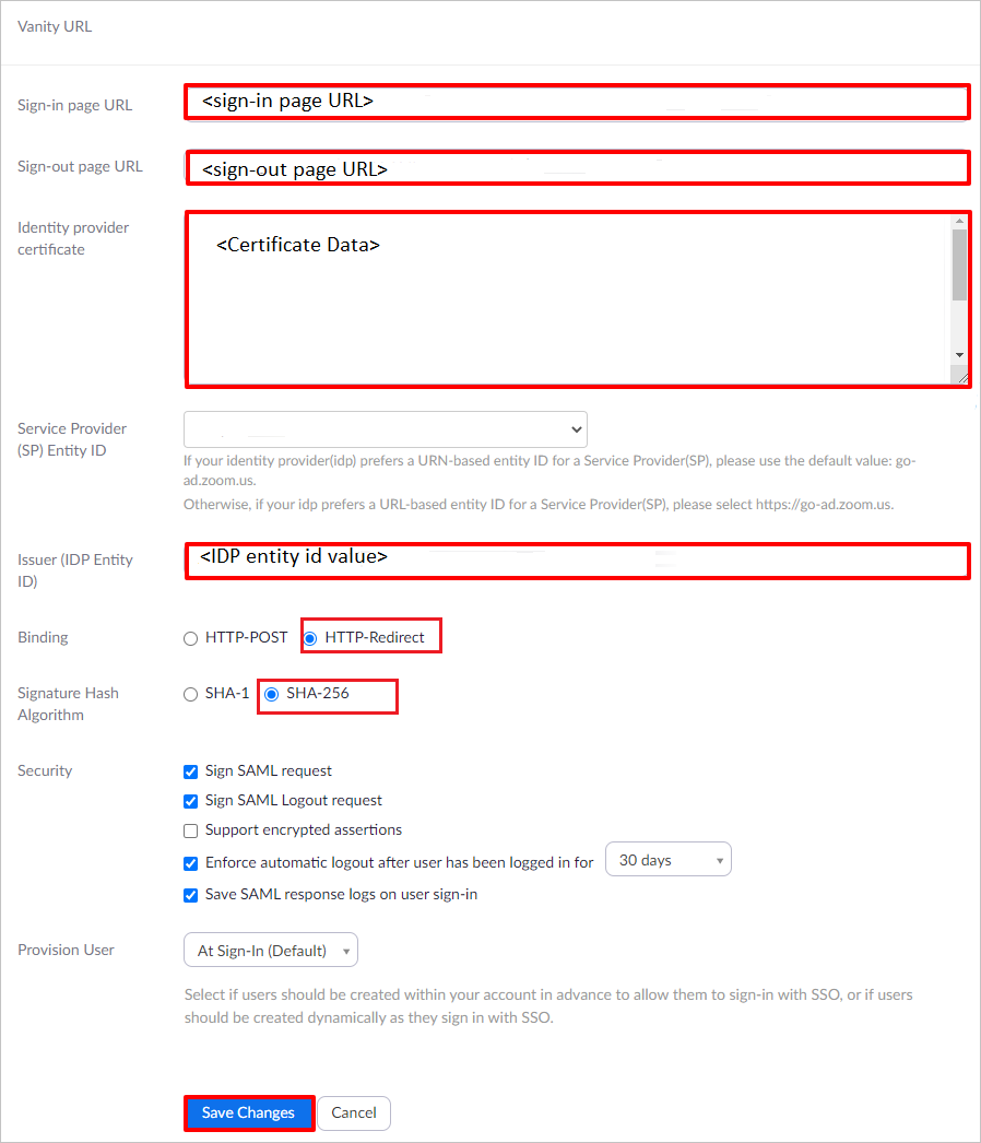 Single sign-on Screenshot of Single sign-on section.