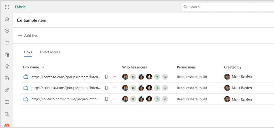 Captura de pantalla de la página de administración de permisos.