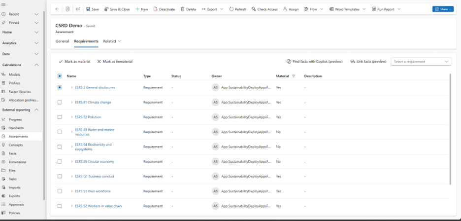 Captura de pantalla de la materialidad de marcado.