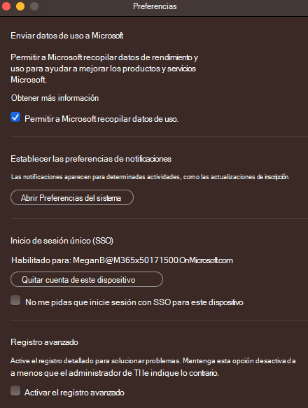 No me pida que inicie sesión con el inicio de sesión único para este dispositivo.