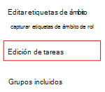 Captura de pantalla que muestra cómo seleccionar una directiva o perfil y editar la asignación en Microsoft Intune.