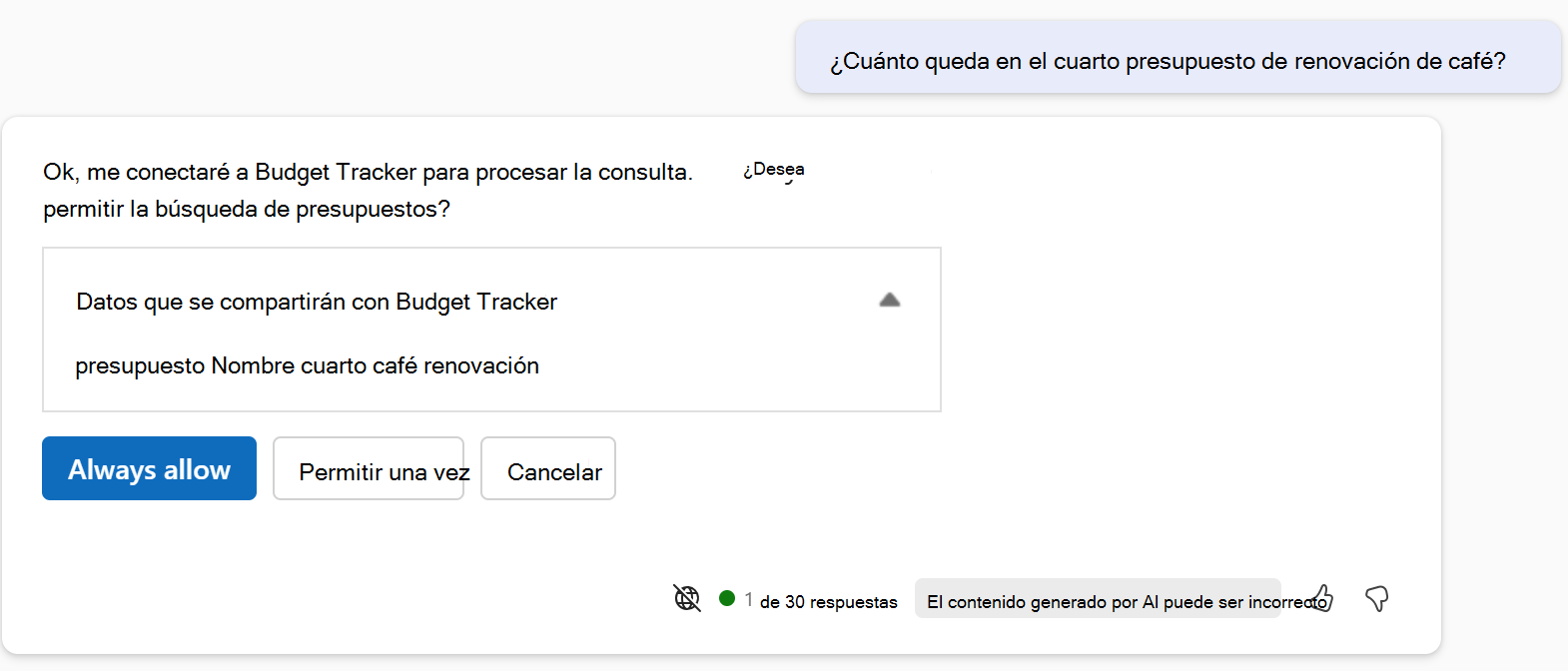 Captura de pantalla de un cuadro de diálogo de confirmación del complemento.