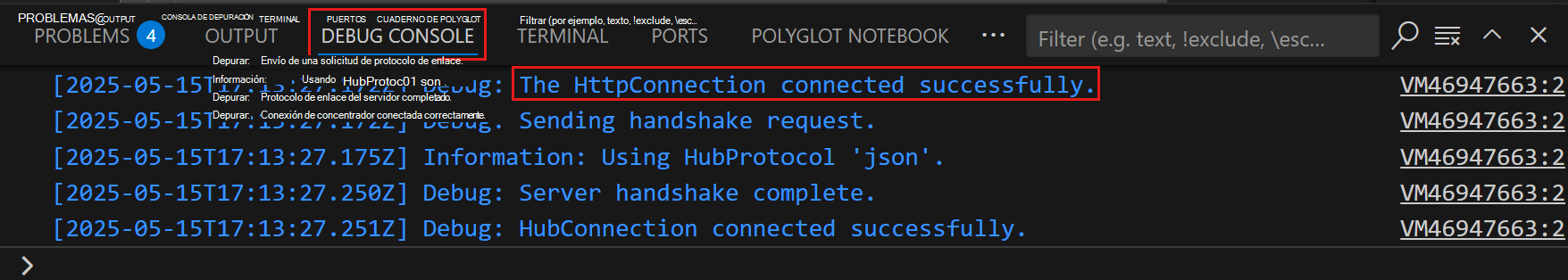 Captura de pantalla de la sesión del Kit de herramientas del agente donde la conexión al explorador web se realiza correctamente