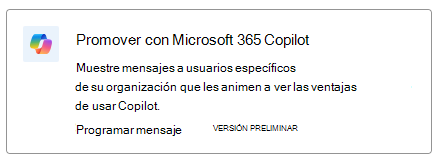 Captura de pantalla que muestra la tarjeta de recomendación para la adopción de Microsoft 365 Copilot.