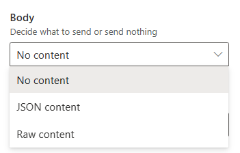 Captura de pantalla del menú desplegable de opciones de contenido principal