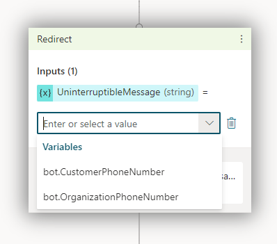 Configure la entrada para la acción Enviar mensaje de voz que no se puede interrumpir.