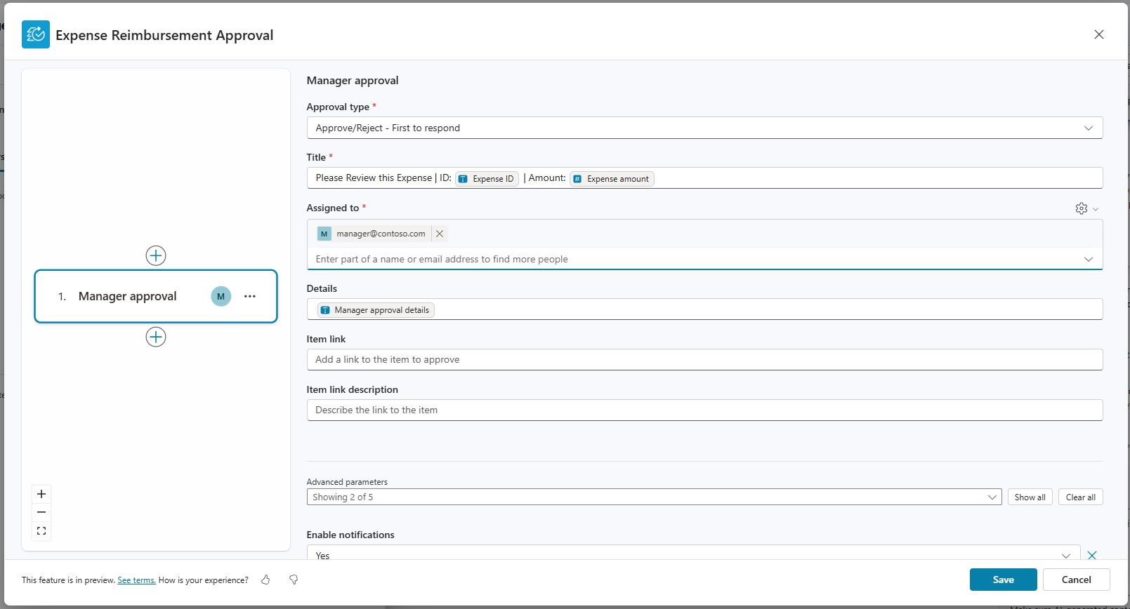 Captura de pantalla del cuadro de diálogo de configuración de fase manual en el visor de aprobación, en la que se muestran los campos del Título, Asignado a y Detalles