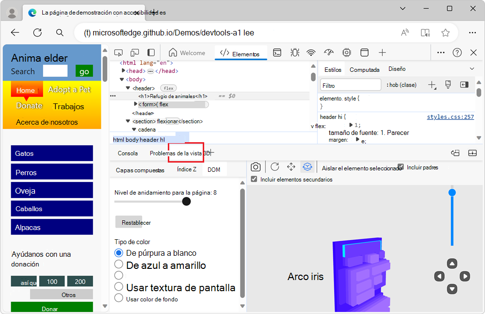 La herramienta Vista 3D, que se muestra en el panel Vista rápida