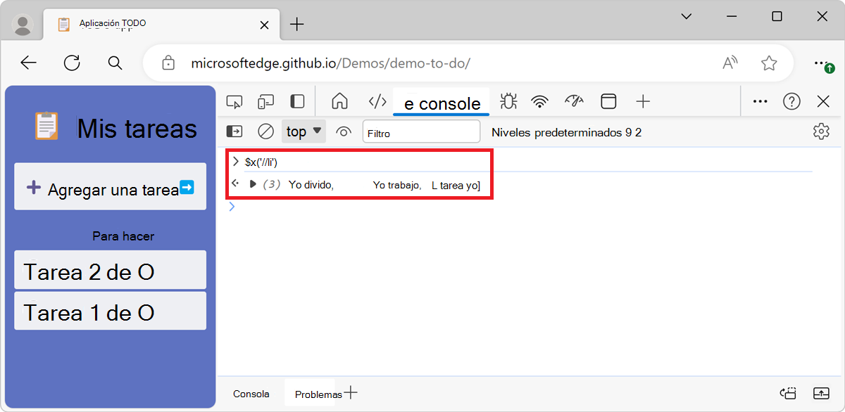 Uso de un selector XPath