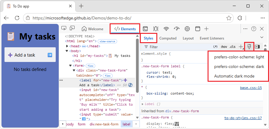 Alternar emulaciones de representación comunes