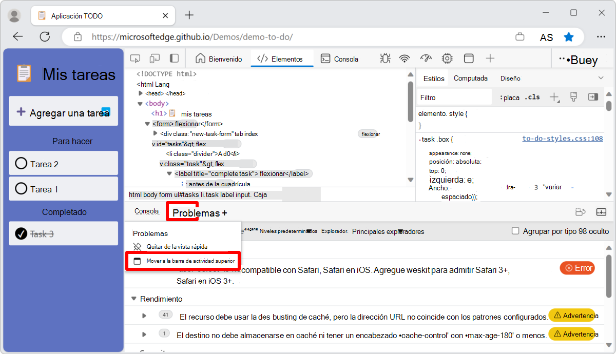 Mover una herramienta de la barra de herramientas vista rápida a la barra de actividad