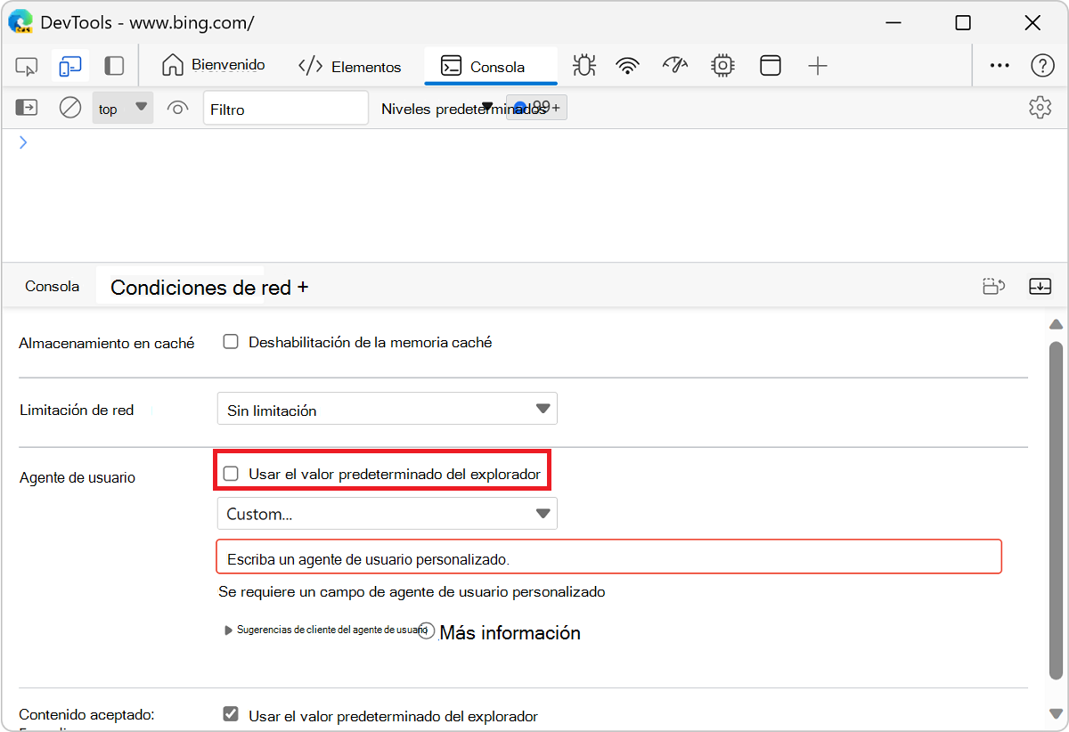 Desactivación de la casilla 