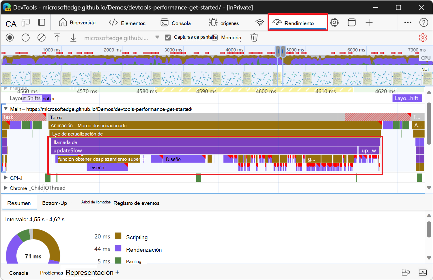 El evento Animation Frame Fired y sus eventos secundarios