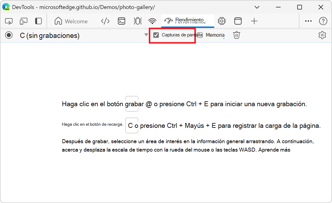 Casilla Capturas de pantalla