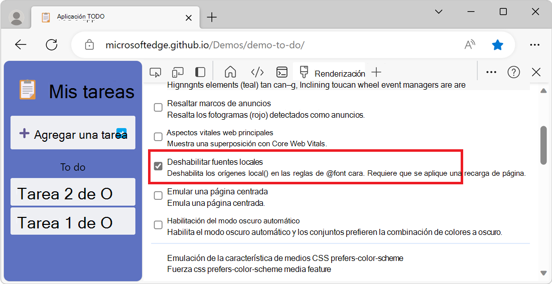 Emular las fuentes locales que faltan
